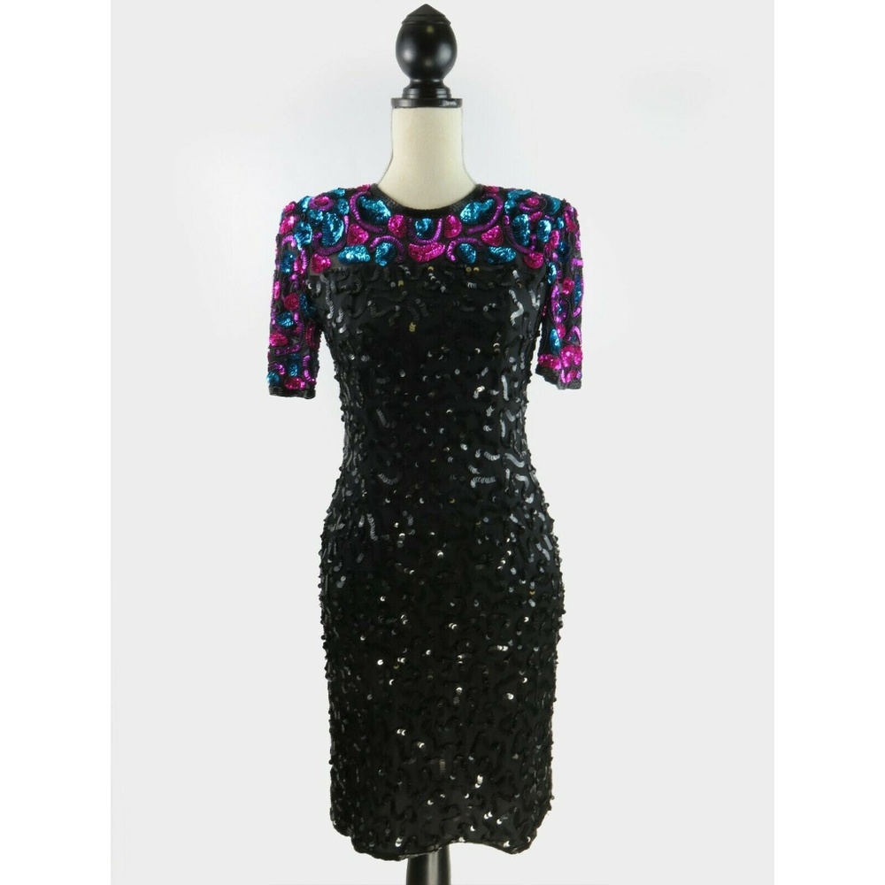 Stenay Vintage 100% Silk Beaded Sequined Dress 4P